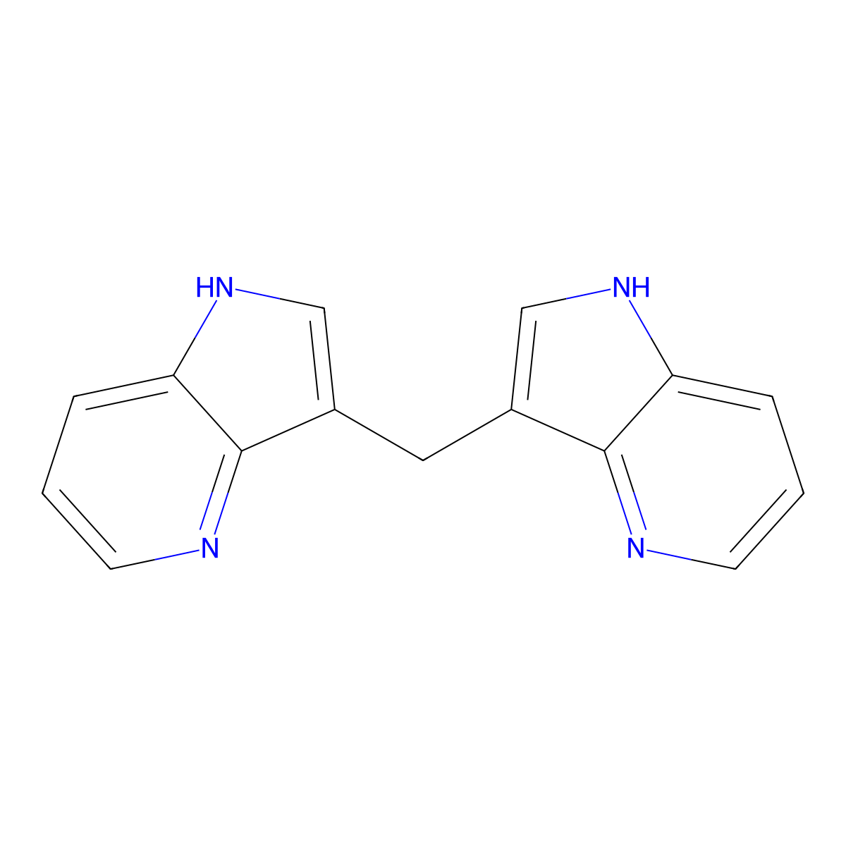 3,3'-Methylenebis(1H-pyrrolo(3,2-b)pyridine) molecular structure, CAS 23612-38-6