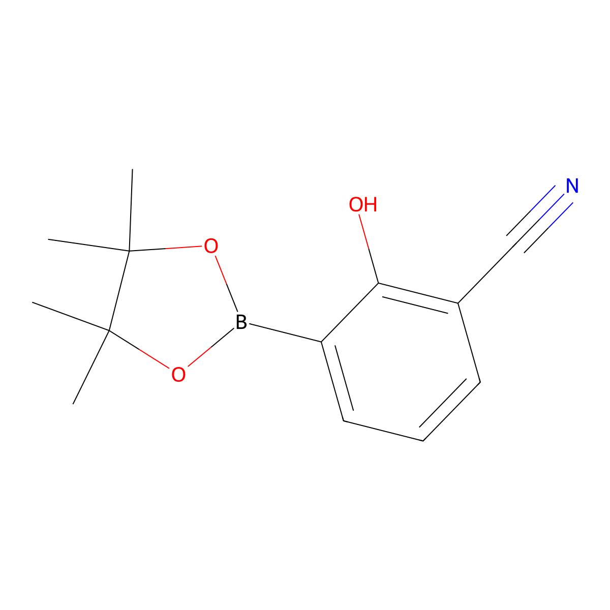 2-Hydroxy-3-(4,4,5,5-tetramethyl-1,3,2-dioxaborolan-2-YL)benzonitrile molecular structure, CAS 2361216-95-5