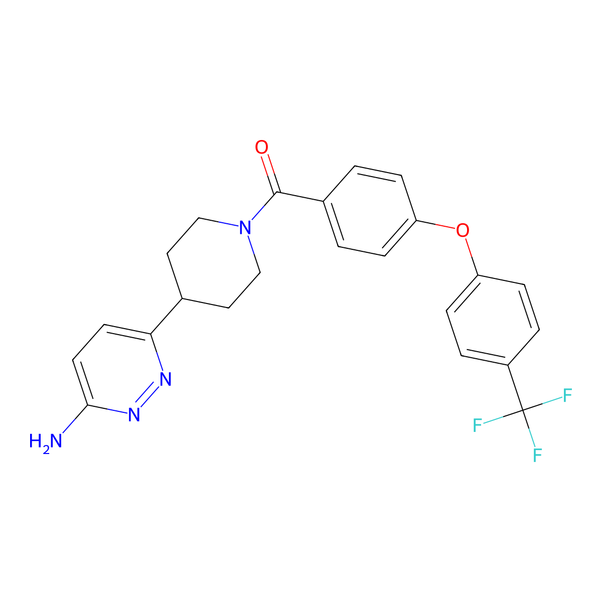 (4-(6-Aminopyridazin-3-yl)piperidin-1-yl)(4-(4-(trifluoromethyl)phenoxy)phenyl)methanone molecular structure, CAS 2361241-23-6