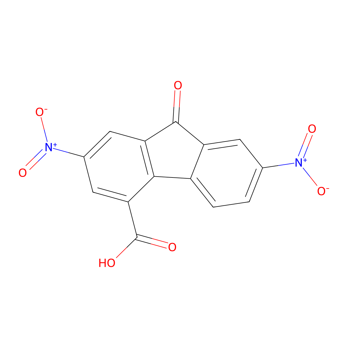 2,7-Dinitro-9-oxo-9h-fluorene-4-carboxylic acid molecular structure, CAS 23613-36-7