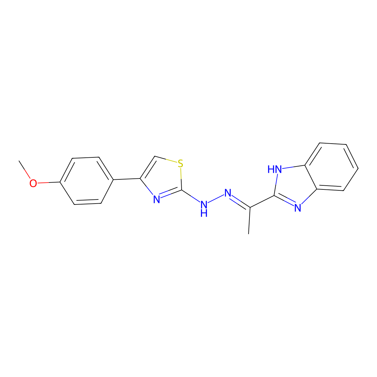 N-[(E)-1-(1H-benzimidazol-2-yl)ethylideneamino]-4-(4-methoxyphenyl)-1,3-thiazol-2-amine molecular structure, CAS 2361332-90-1