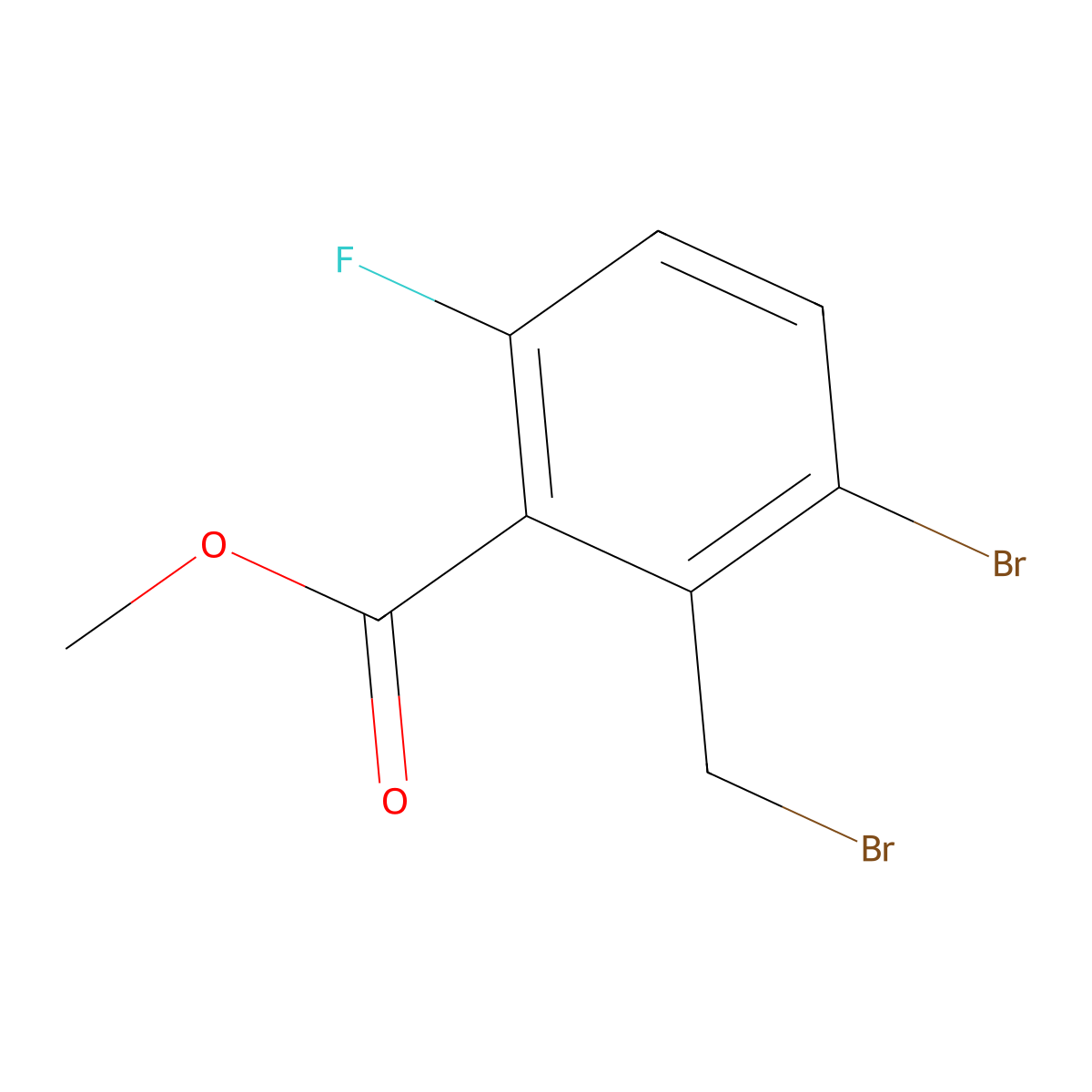 Methyl 3-bromo-2-(bromomethyl)-6-fluorobenzoate molecular structure, CAS 2361379-86-2