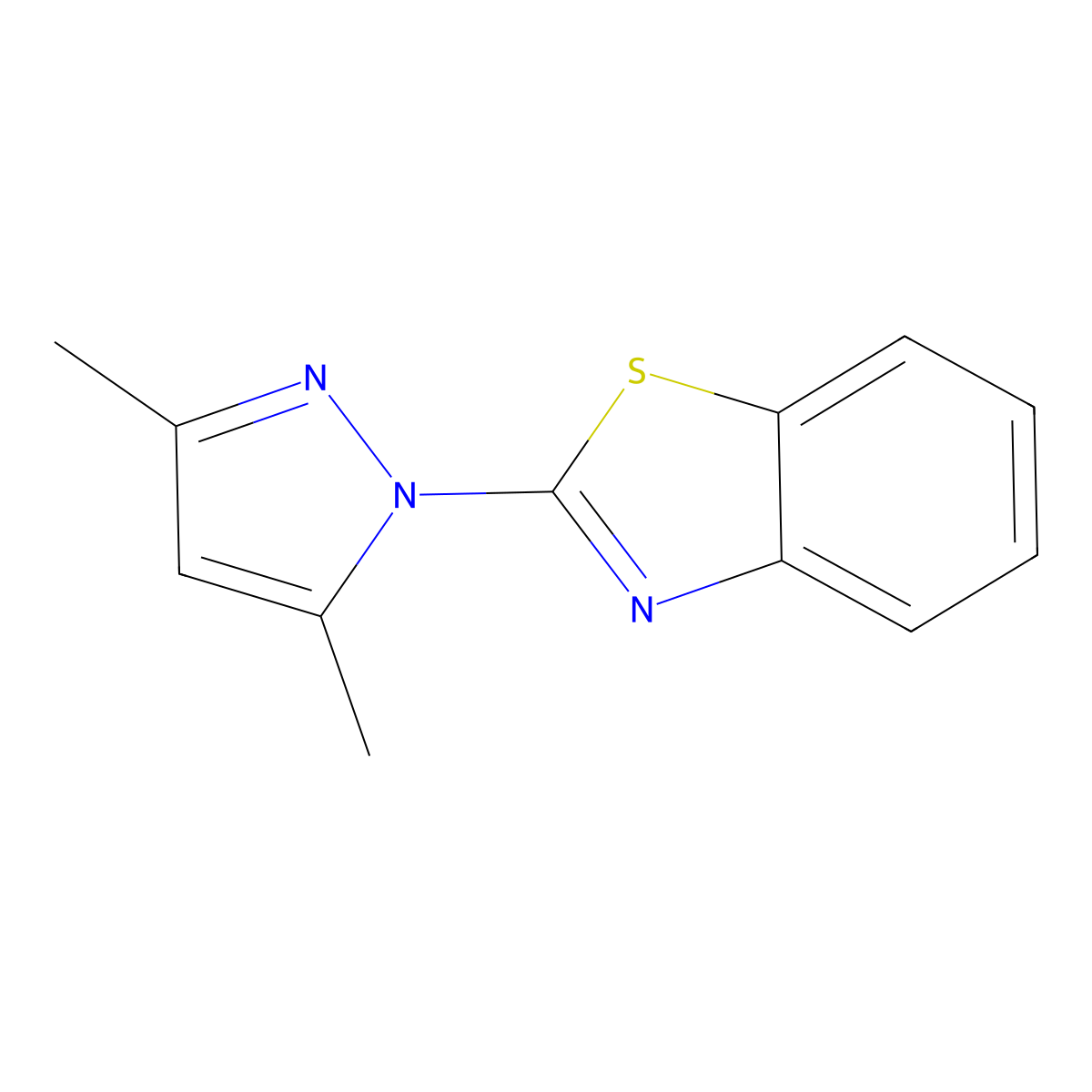 2-(3,5-Dimethyl-1H-pyrazol-1-yl)benzothiazole molecular structure, CAS 23615-60-3