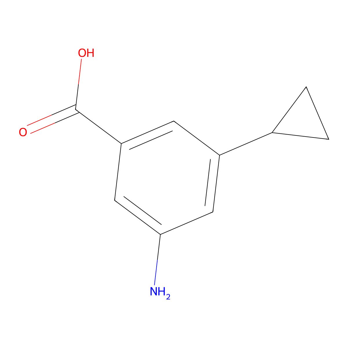 3-Amino-5-cyclopropylbenzoic acid molecular structure, CAS 2361520-51-4