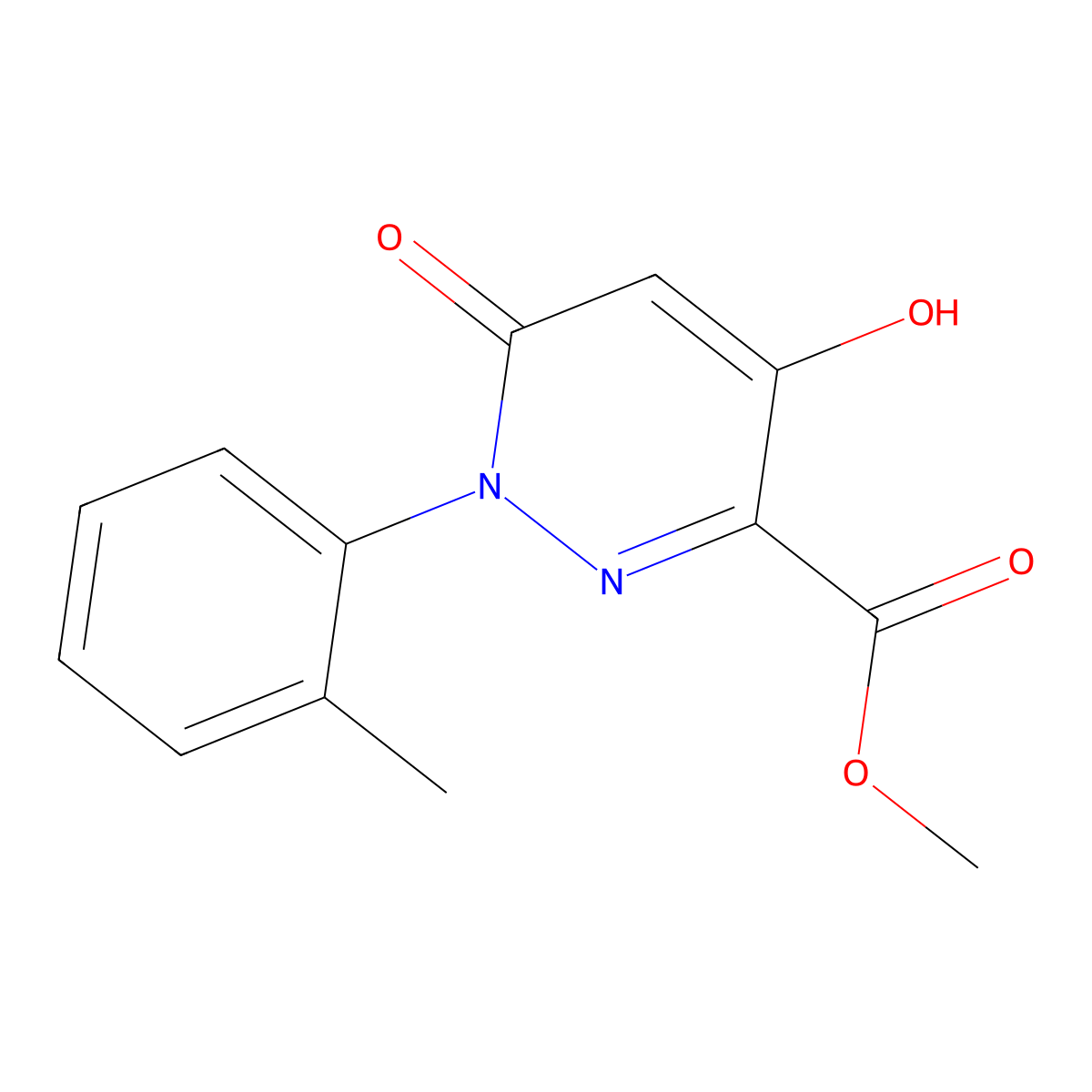 Methyl 4-hydroxy-1-(2-methylphenyl)-6-oxo-1,6-dihydropyridazine-3-carboxylate molecular structure, CAS 2361547-80-8