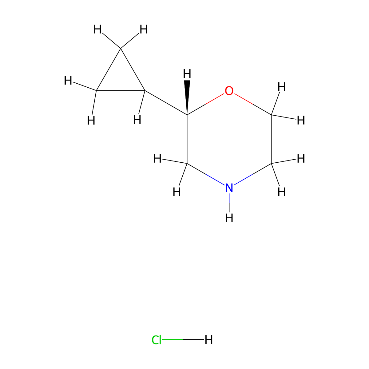 (2S)-2-Cyclopropylmorpholine hydrochloride molecular structure, CAS 2361598-42-5