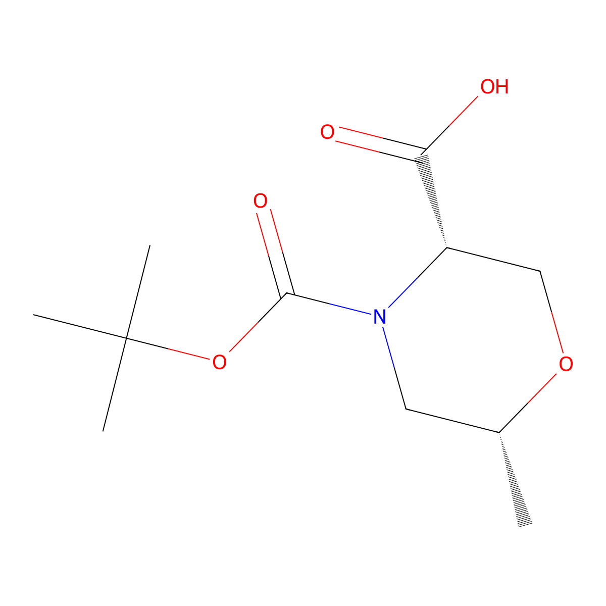 (3S,6R)-4-((tert-butoxy)carbonyl)-6-methylmorpholine-3-carboxylic acid molecular structure, CAS 2361599-13-3