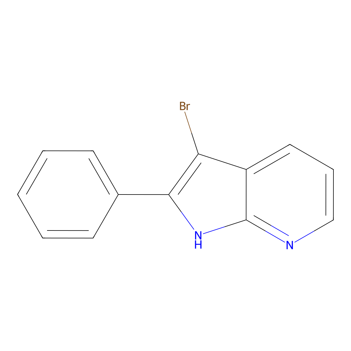 3-Bromo-2-phenyl-1H-pyrrolo[2,3-b]pyridine molecular structure, CAS 23616-58-2