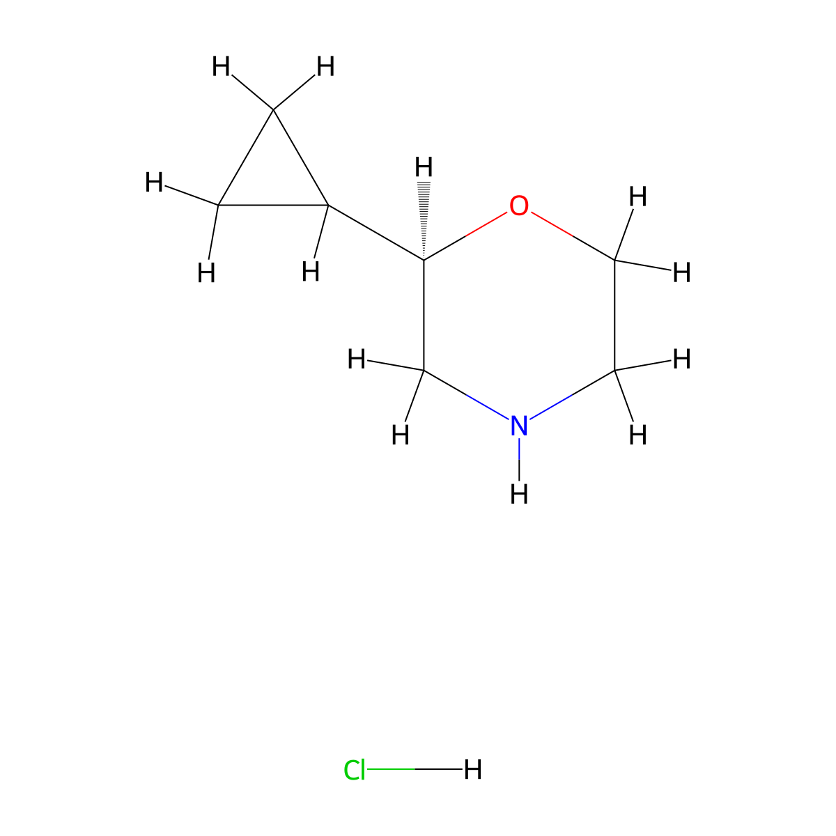 (2R)-2-Cyclopropylmorpholine hydrochloride molecular structure, CAS 2361608-26-4