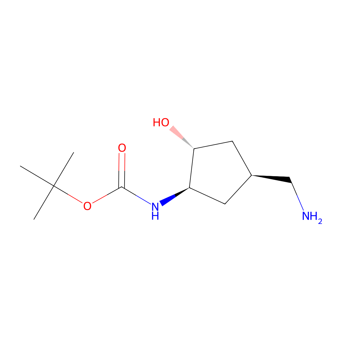 rac-tert-butylN-[(1R,2R,4S)-4-(aminomethyl)-2-hydroxycyclopentyl]carbamate molecular structure, CAS 2361608-66-2
