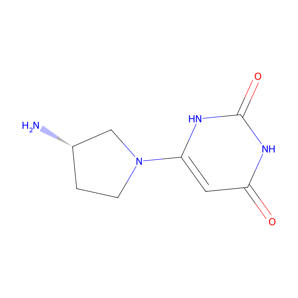 6-[(3S)-3-aminopyrrolidin-1-yl]-1,2,3,4-tetrahydropyrimidine-2,4-dione molecular structure, CAS 2361608-71-9