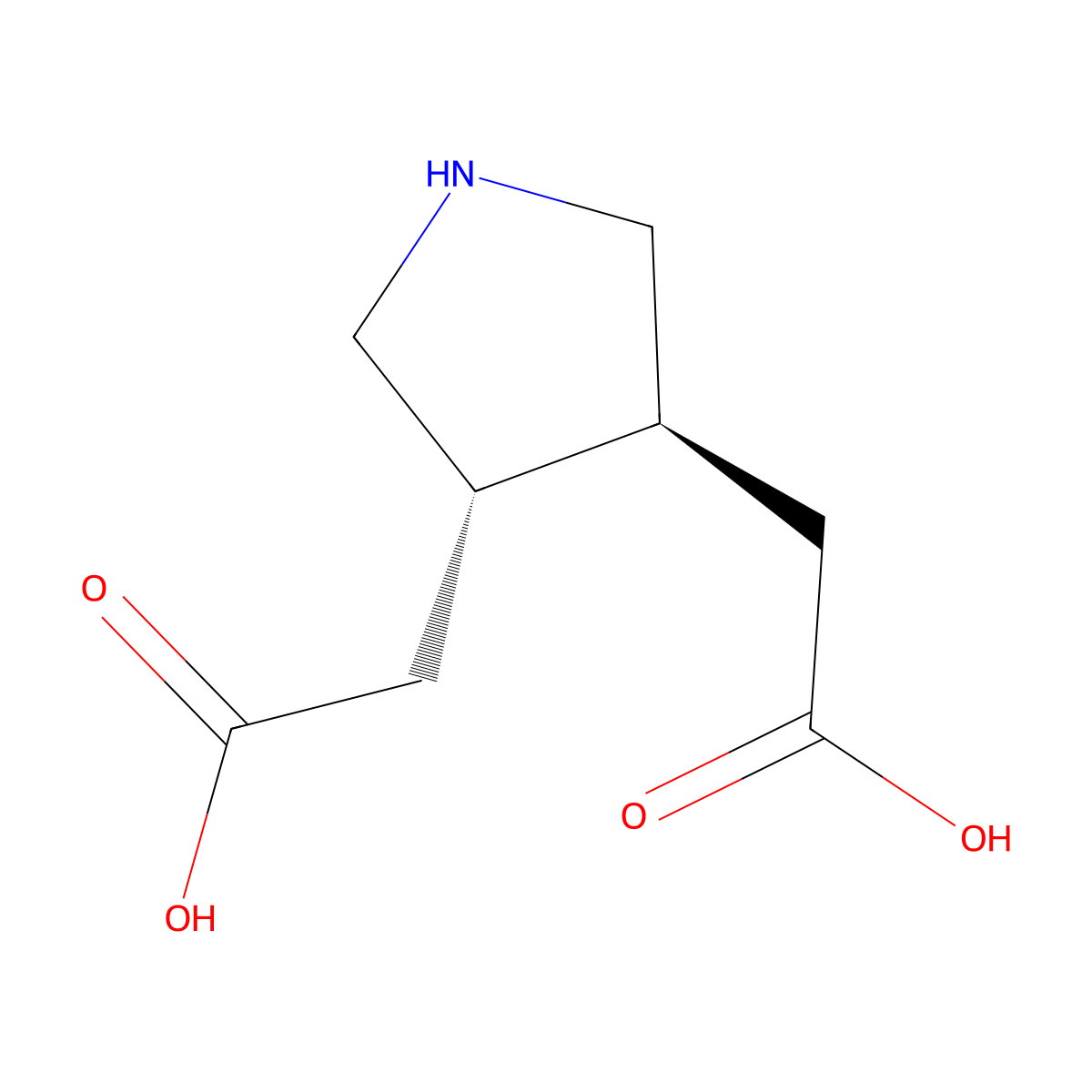 rac-2-[(3R,4R)-4-(carboxymethyl)pyrrolidin-3-yl]acetic acid molecular structure, CAS 2361608-75-3