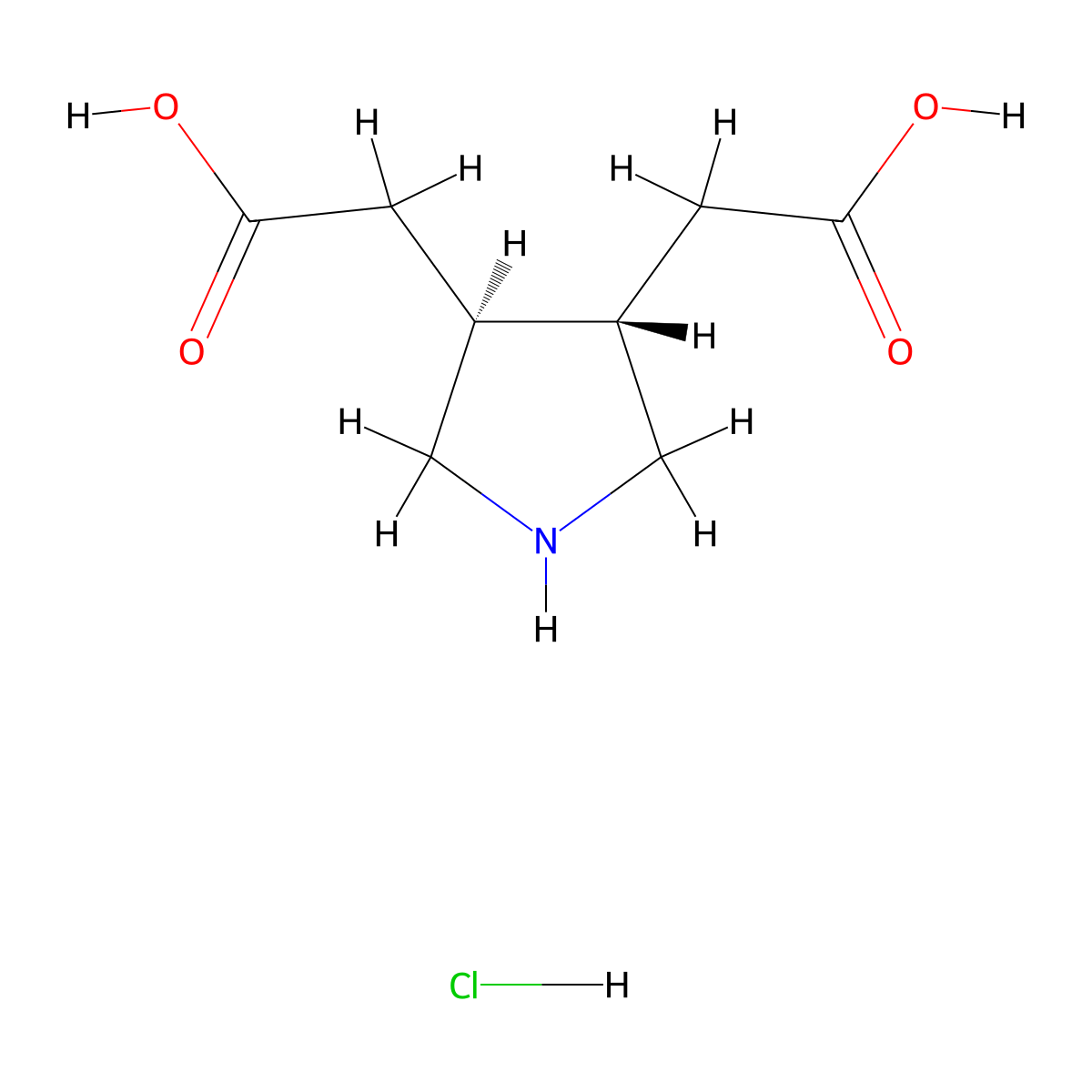 rac-2-[(3R,4R)-4-(carboxymethyl)pyrrolidin-3-yl]aceticacidhydrochloride,trans molecular structure, CAS 2361608-76-4
