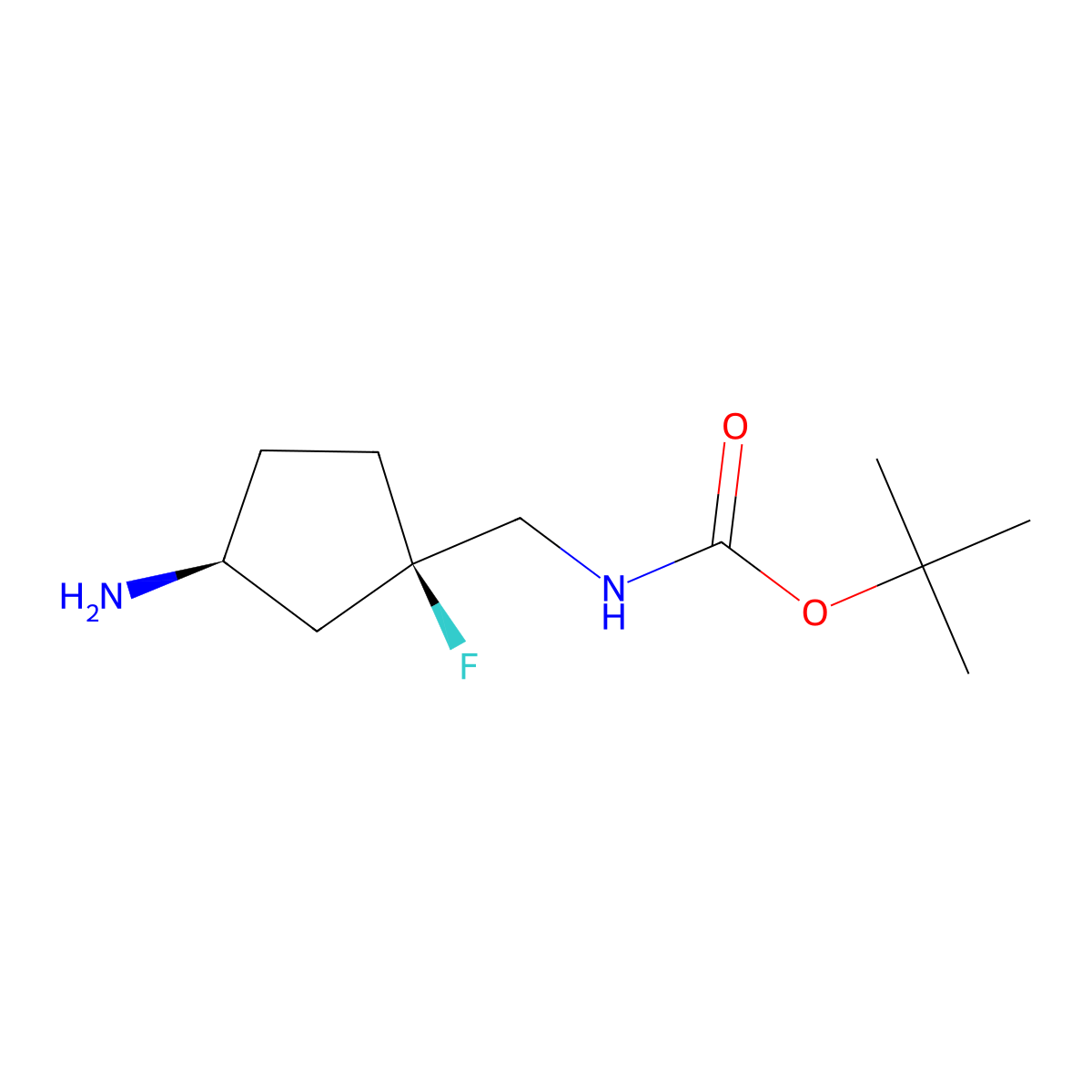 rac-tert-butyl N-{[(1R,3S)-3-amino-1-fluorocyclopentyl]methyl}carbamate molecular structure, CAS 2361608-90-2