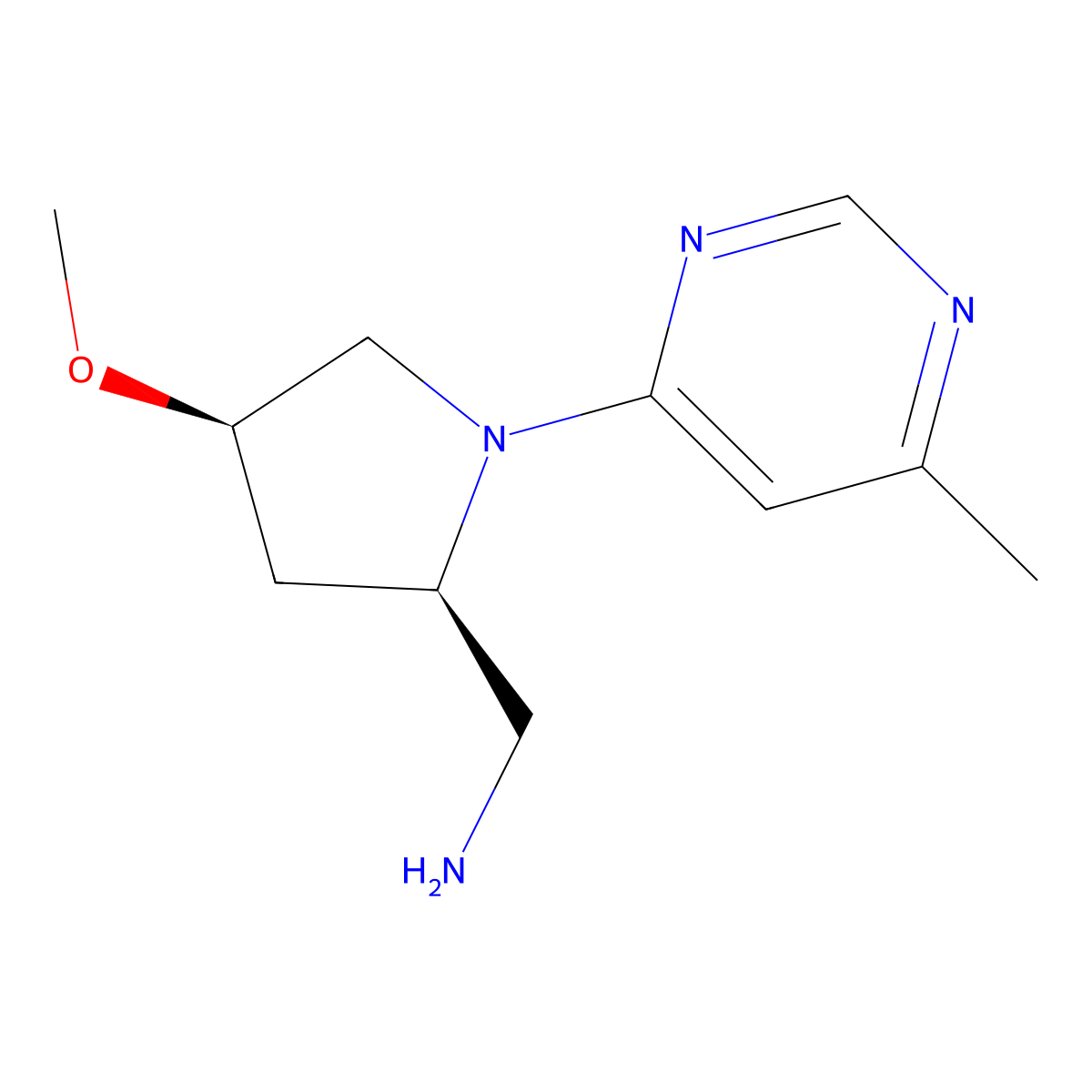 1-[(2R,4R)-4-methoxy-1-(6-methylpyrimidin-4-yl)pyrrolidin-2-yl]methanamine molecular structure, CAS 2361609-00-7