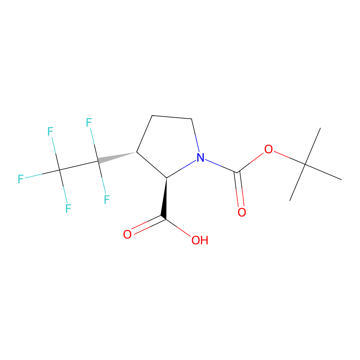 (2R,3R)-1-[(tert-butoxy)carbonyl]-3-(pentafluoroethyl)pyrrolidine-2-carboxylic acid molecular structure, CAS 2361609-13-2
