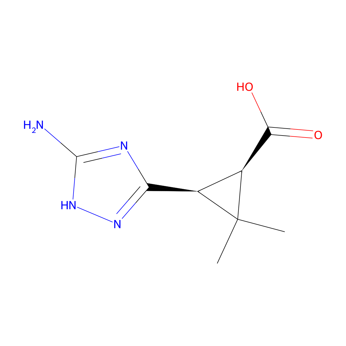 rac-(1R,3S)-3-(5-amino-1H-1,2,4-triazol-3-yl)-2,2-dimethylcyclopropane-1-carboxylicacid,cis molecular structure, CAS 2361609-18-7