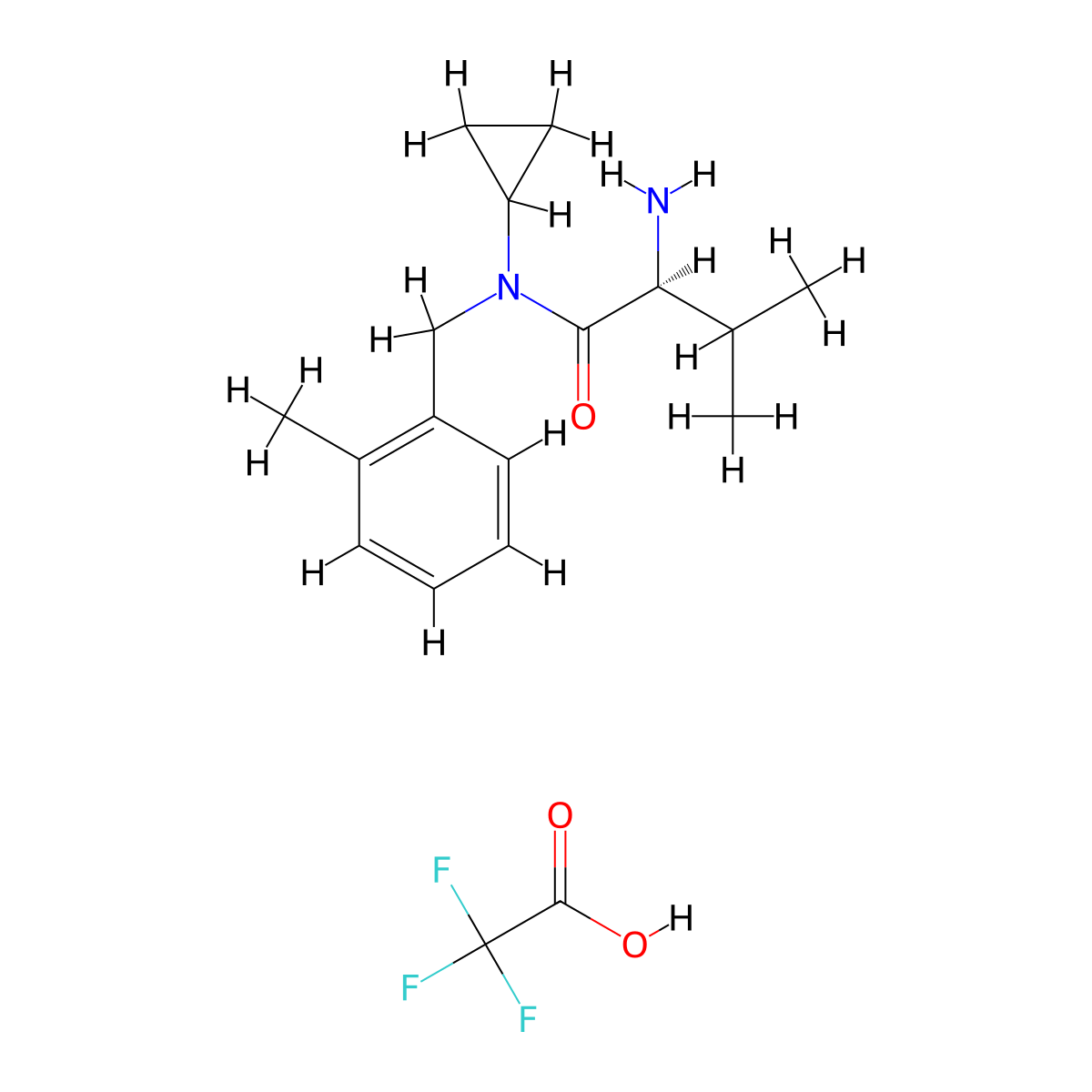 (2S)-2-amino-N-cyclopropyl-3-methyl-N-[(2-methylphenyl)methyl]butanamide; trifluoroacetic acid molecular structure, CAS 2361609-32-5