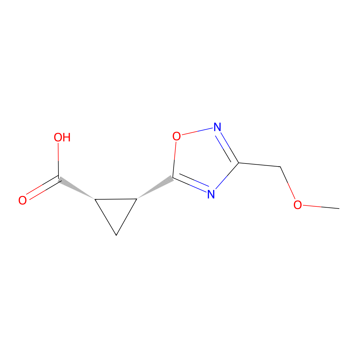 (1S,2R)-2-[3-(Methoxymethyl)-1,2,4-oxadiazol-5-yl]cyclopropane-1-carboxylic acid molecular structure, CAS 2361609-36-9