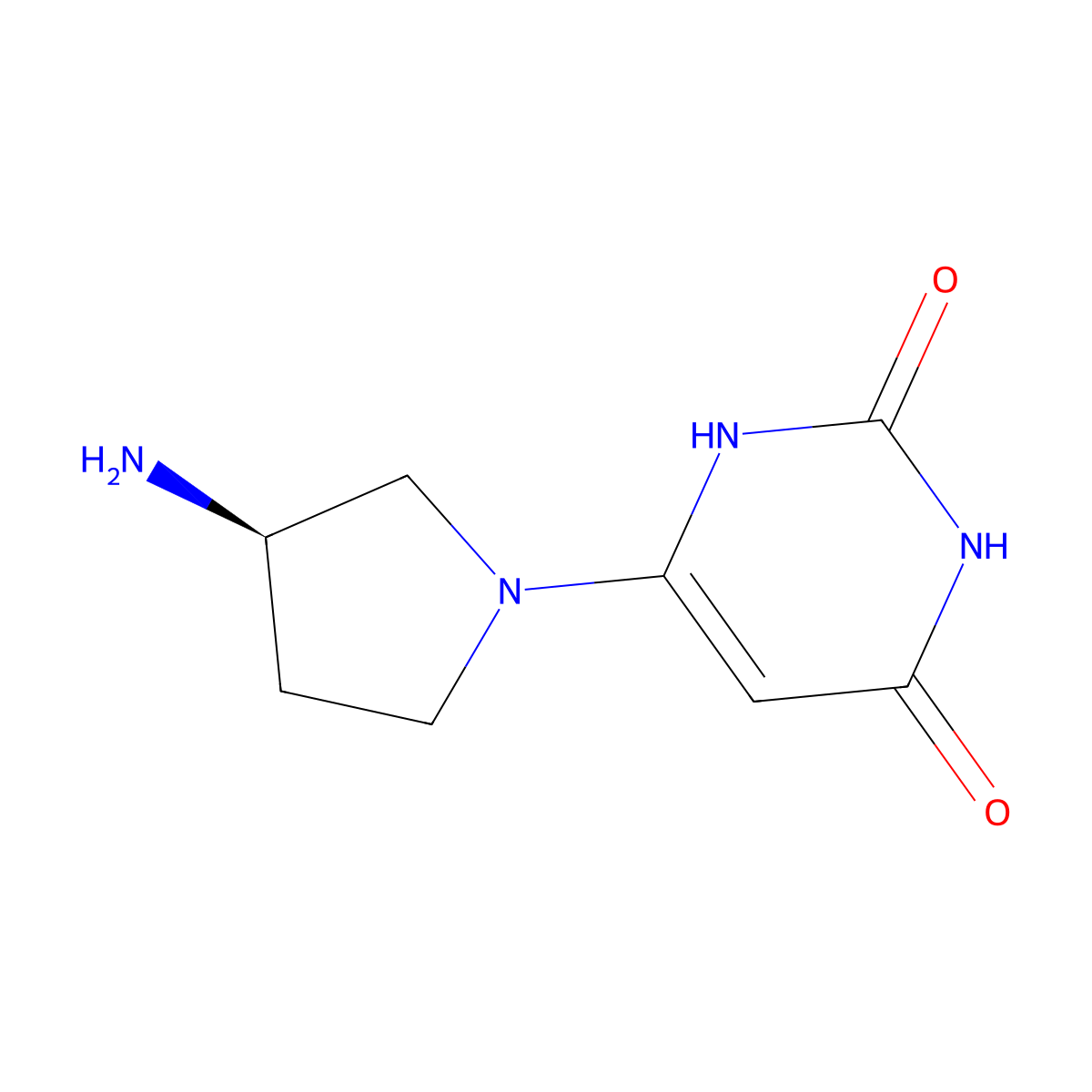 6-[(3R)-3-aminopyrrolidin-1-yl]-1,2,3,4-tetrahydropyrimidine-2,4-dione molecular structure, CAS 2361609-41-6