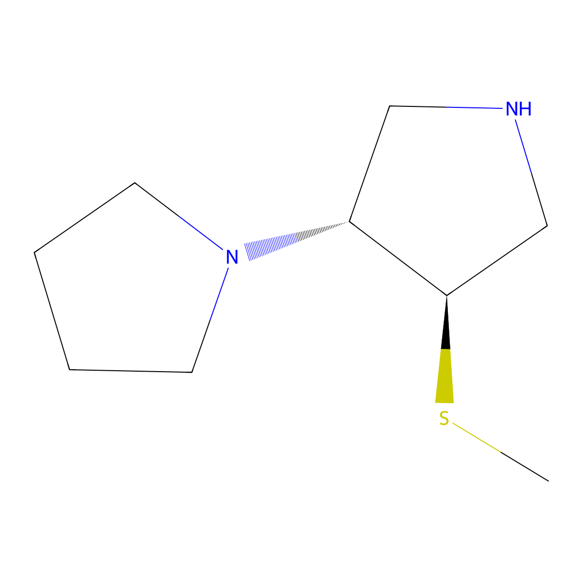 rac-(3'R,4'R)-4'-(methylsulfanyl)-1,3'-bipyrrolidine molecular structure, CAS 2361609-43-8