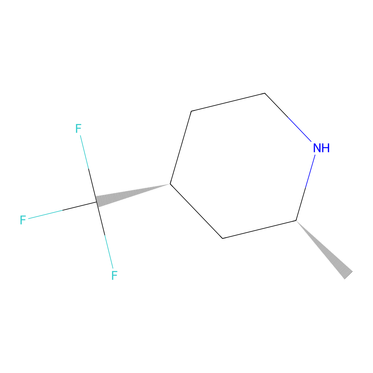 Piperidine, 2-methyl-4-(trifluoromethyl)-, (2R,4R)- molecular structure, CAS 2361609-49-4