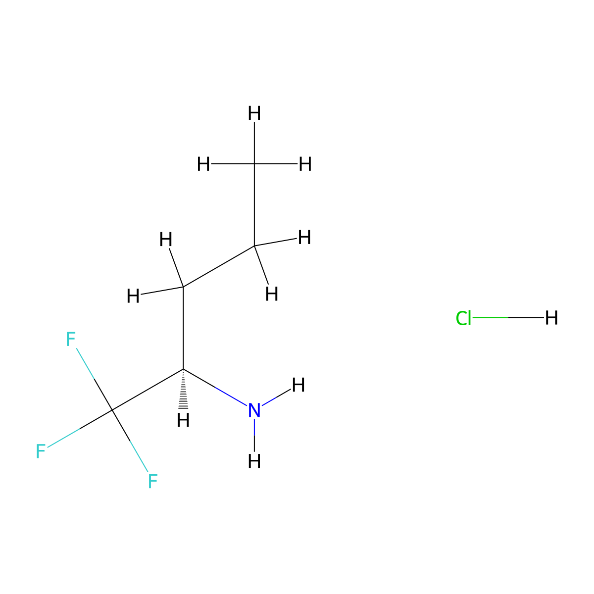 (2R)-1,1,1-trifluoropentan-2-amine hydrochloride molecular structure, CAS 2361609-58-5