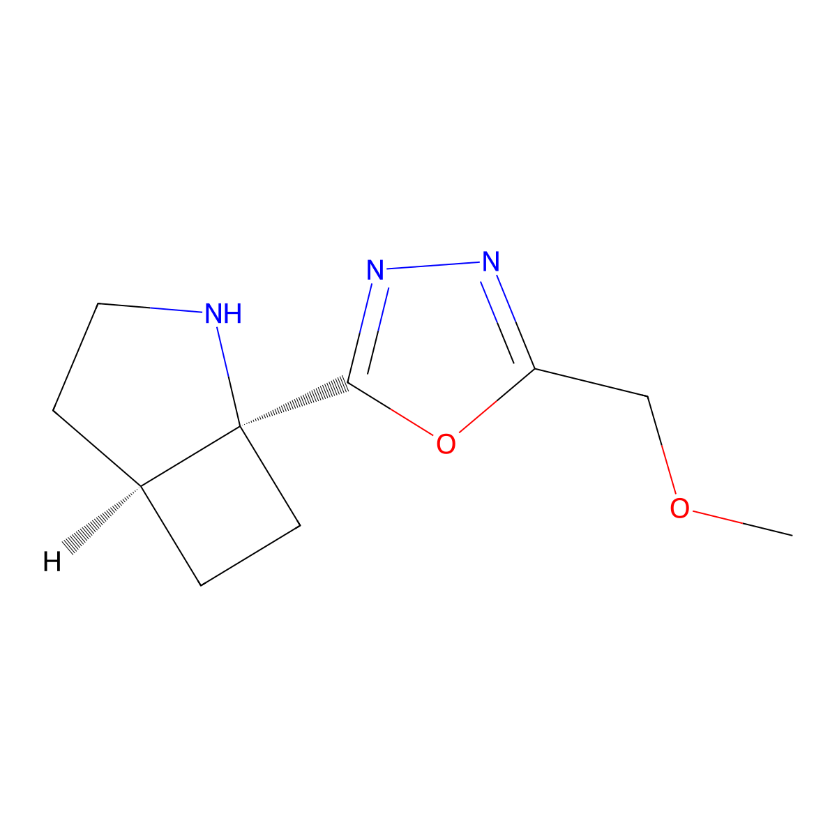 rac-(1R,5R)-1-[5-(methoxymethyl)-1,3,4-oxadiazol-2-yl]-2-azabicyclo[3.2.0]heptane,cis molecular structure, CAS 2361609-67-6