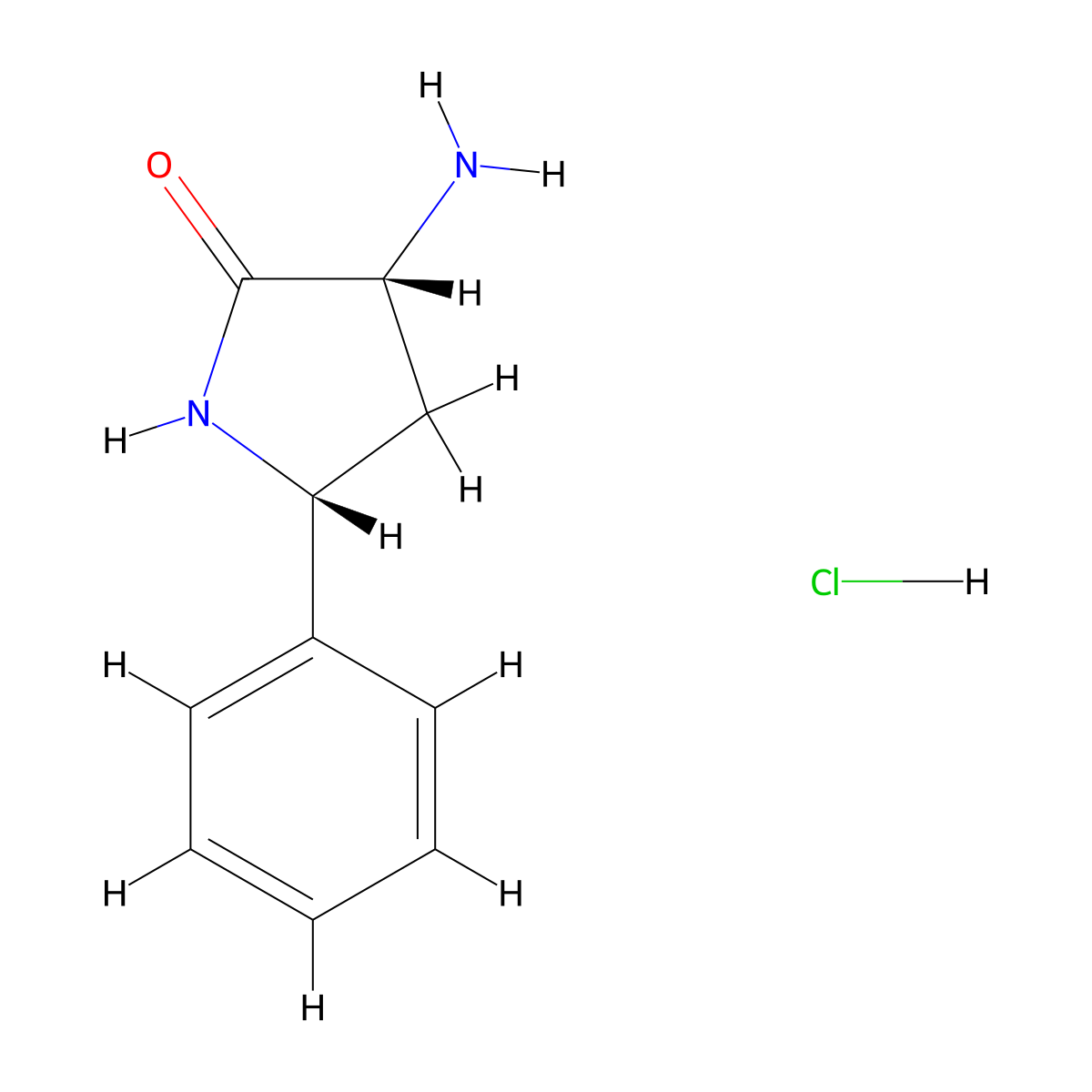 (3R,5R)-3-Amino-5-phenylpyrrolidin-2-one;hydrochloride molecular structure, CAS 2361609-76-7