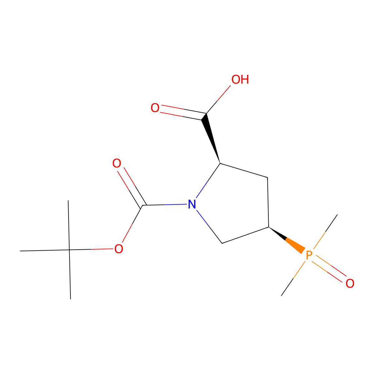 rac-(2R,4R)-1-[(tert-butoxy)carbonyl]-4-(dimethylphosphoryl)pyrrolidine-2-carboxylic acid molecular structure, CAS 2361609-89-2