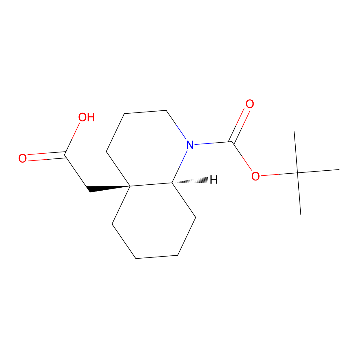 rac-2-[(4aR,8aS)-1-[(tert-butoxy)carbonyl]-decahydroquinolin-4a-yl]aceticacid molecular structure, CAS 2361609-90-5