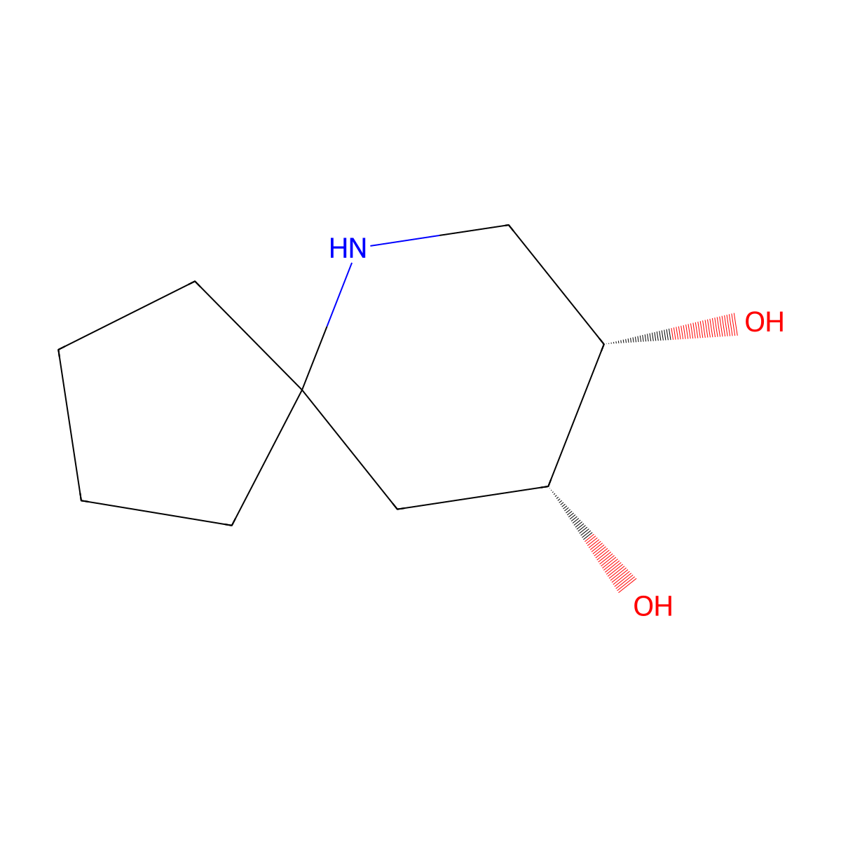 rac-(8R,9S)-6-azaspiro[4.5]decane-8,9-diol molecular structure, CAS 2361610-02-6