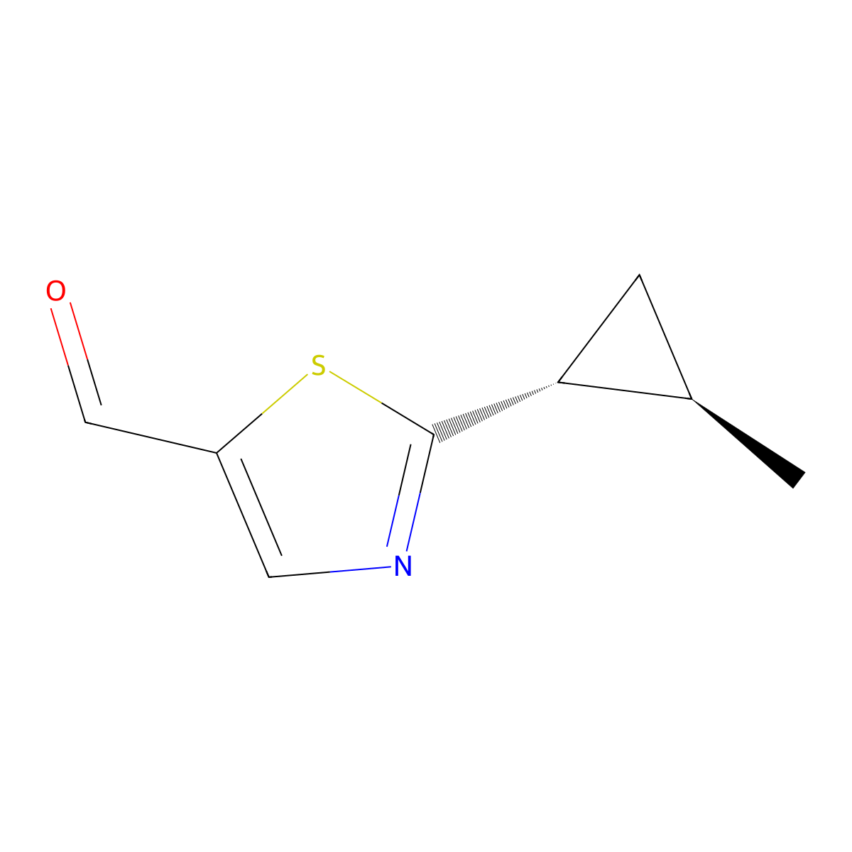 rac-2-[(1R,2R)-2-methylcyclopropyl]-1,3-thiazole-5-carbaldehyde molecular structure, CAS 2361610-10-6