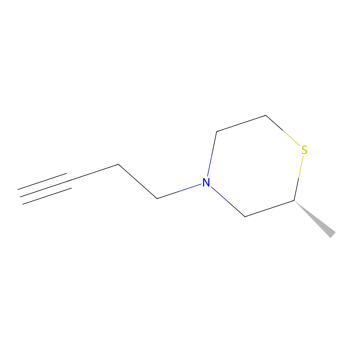 (2R)-4-(but-3-yn-1-yl)-2-methylthiomorpholine molecular structure, CAS 2361610-11-7