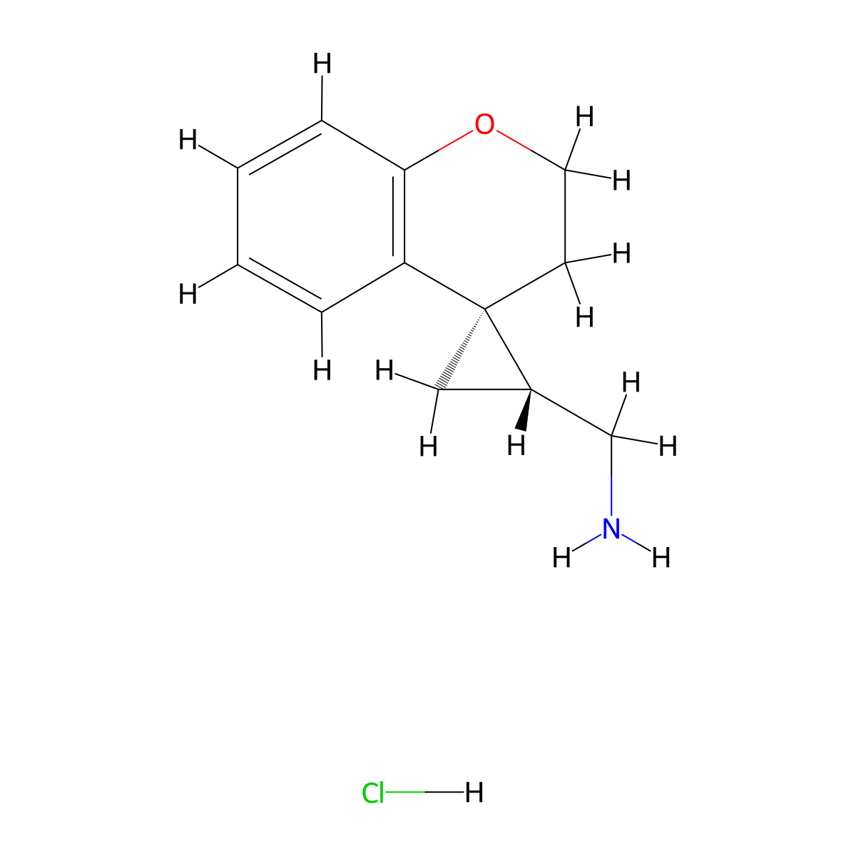 [(1'R,4S)-Spiro[2,3-dihydrochromene-4,2'-cyclopropane]-1'-yl]methanamine;hydrochloride molecular structure, CAS 2361610-16-2