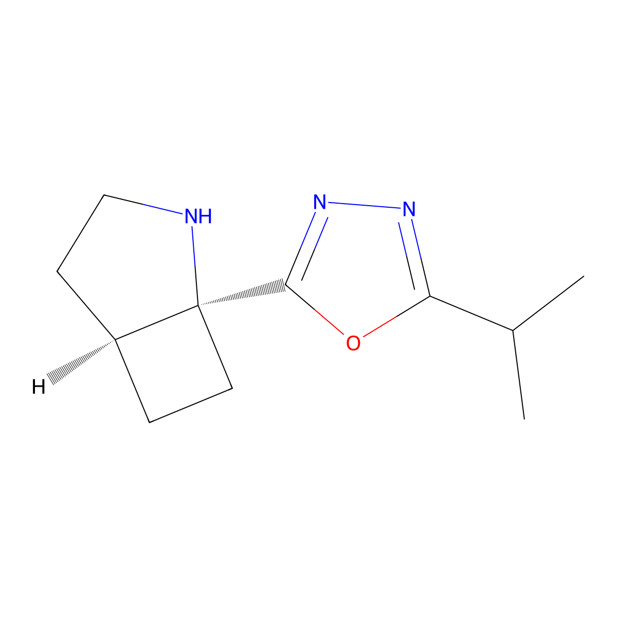 rac-(1R,5R)-1-(5-(propan-2-yl)-1,3,4-oxadiazol-2-yl)-2-azabicyclo(3.2.0)heptane molecular structure, CAS 2361610-33-3