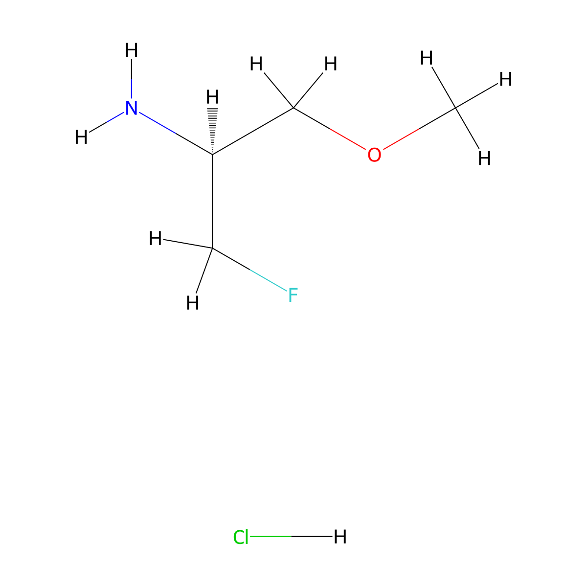 (2S)-1-fluoro-3-methoxypropan-2-aminehydrochloride molecular structure, CAS 2361610-36-6