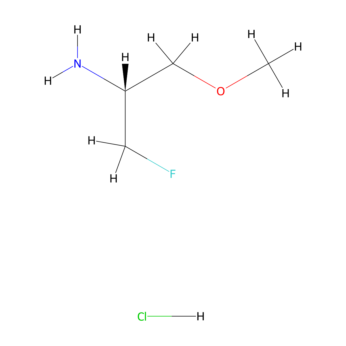 (2R)-1-fluoro-3-methoxypropan-2-aminehydrochloride molecular structure, CAS 2361610-41-3