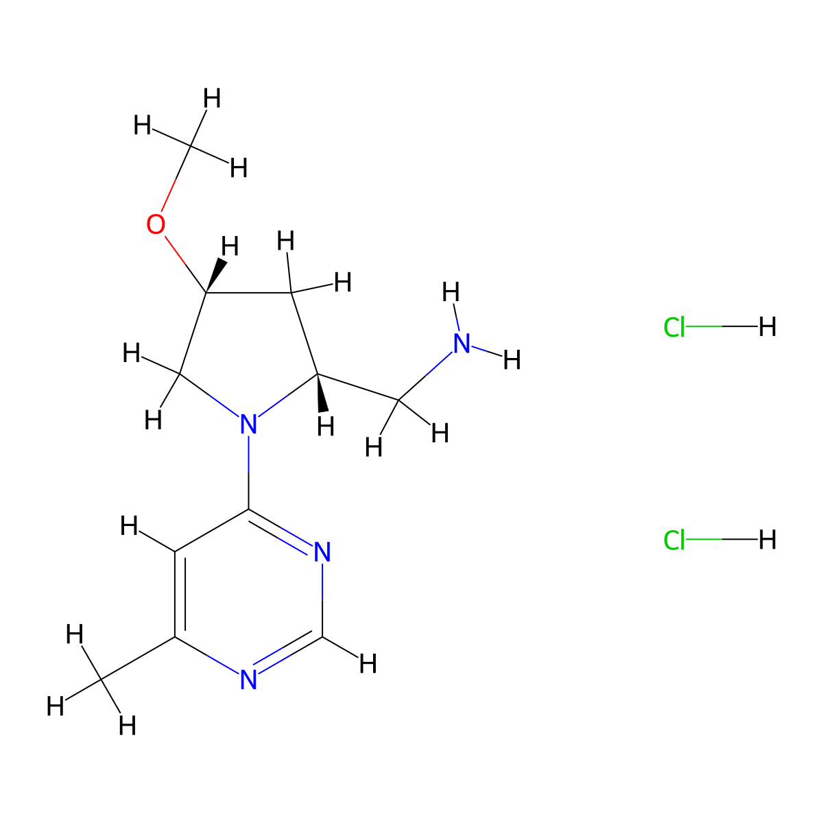 [(2R,4R)-4-Methoxy-1-(6-methylpyrimidin-4-yl)pyrrolidin-2-yl]methanamine;dihydrochloride molecular structure, CAS 2361610-43-5