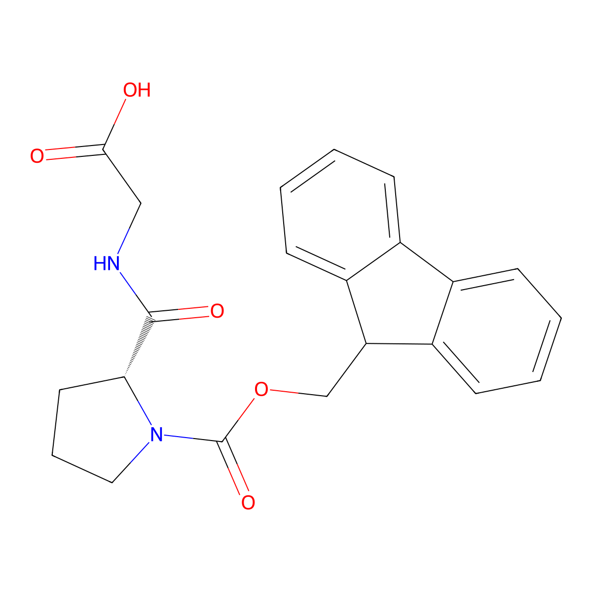 2-{[(2R)-1-{[(9H-fluoren-9-yl)methoxy]carbonyl}pyrrolidin-2-yl]formamido}acetic acid molecular structure, CAS 2361610-55-9