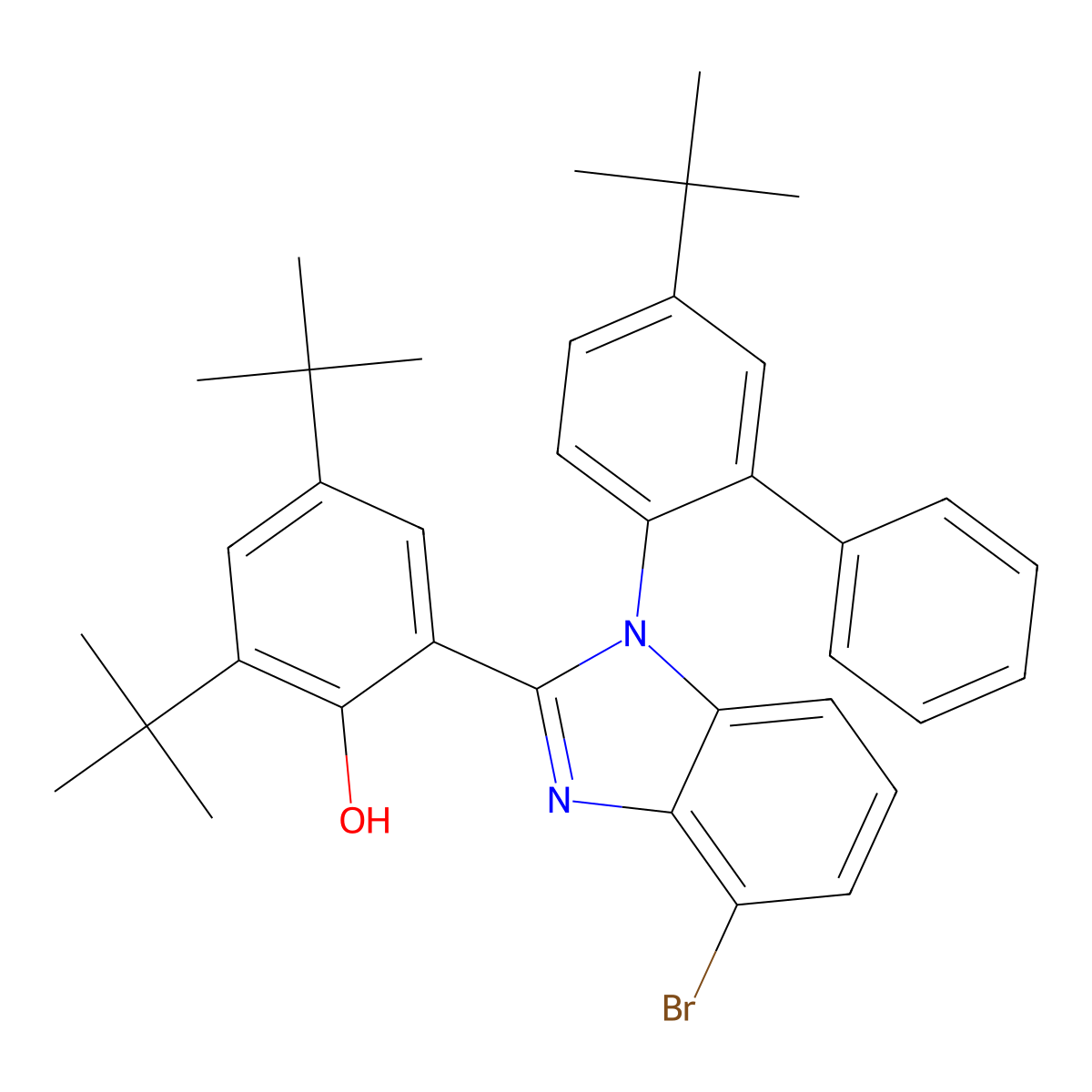2-(4-Bromo-1-(5-(tert-butyl)-[1,1'-biphenyl]-2-YL)-1H-benzo[D]imidazol-2-YL)-4,6-DI-tert-butylphenol molecular structure, CAS 2361613-60-5