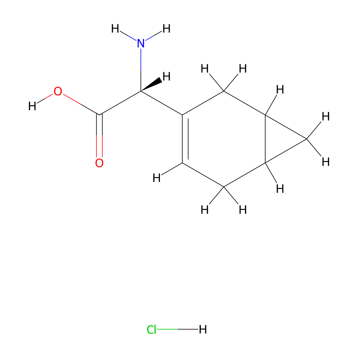 (2R)-2-amino-2-{bicyclo[4.1.0]hept-3-en-3-yl}acetic acid hydrochloride molecular structure, CAS 2361625-35-4