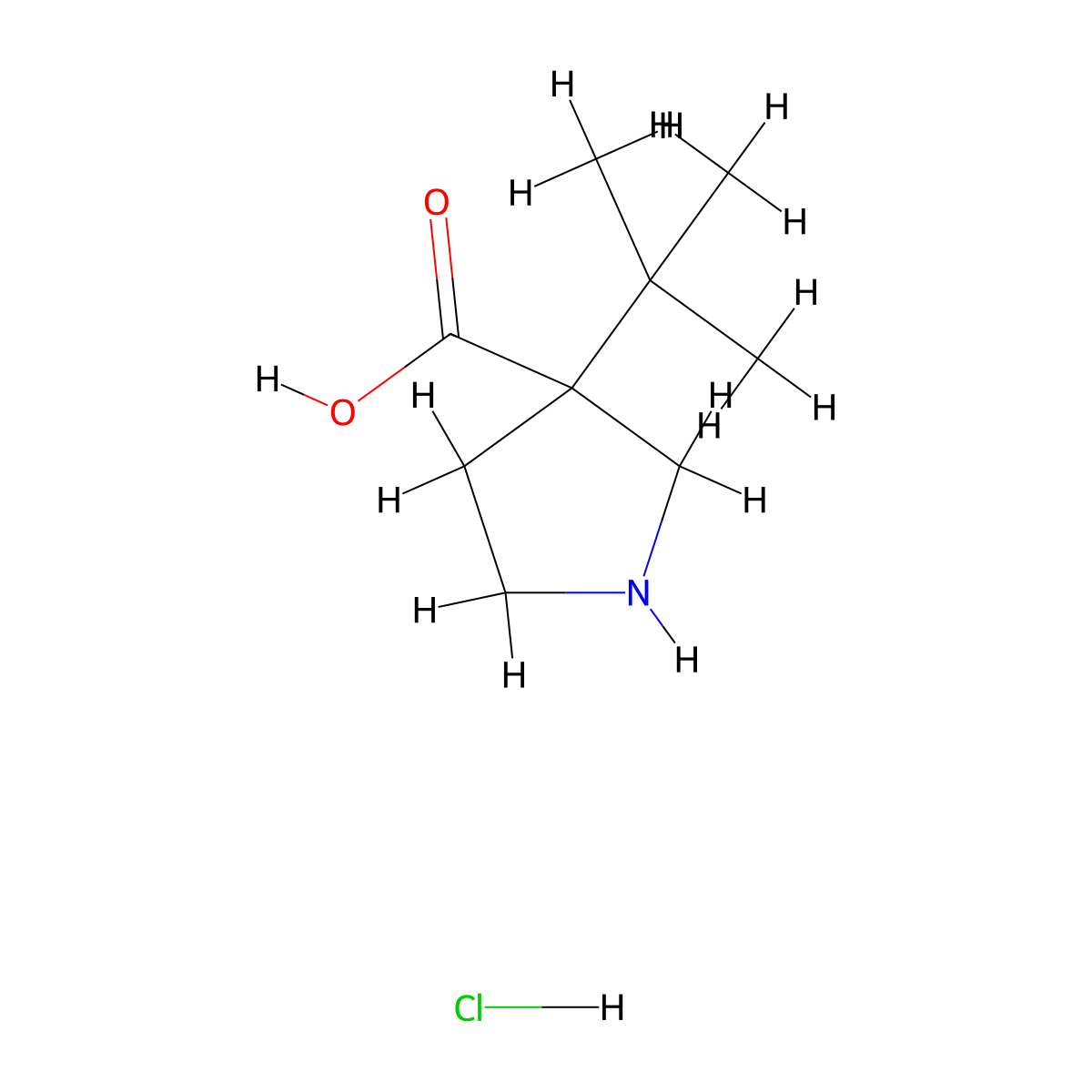 3-Tert-butylpyrrolidine-3-carboxylic acid hydrochloride molecular structure, CAS 2361633-84-1