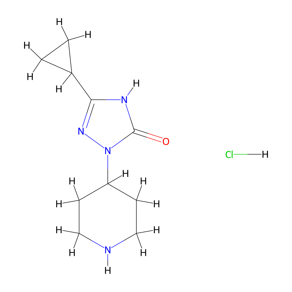 3-cyclopropyl-1-(piperidin-4-yl)-1H-1,2,4-triazol-5-ol hydrochloride molecular structure, CAS 2361633-89-6