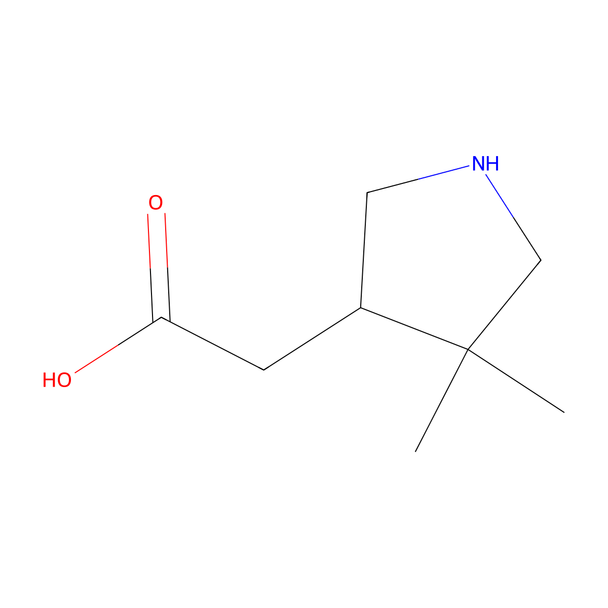 2-(4,4-Dimethylpyrrolidin-3-yl)acetic acid molecular structure, CAS 2361633-95-4