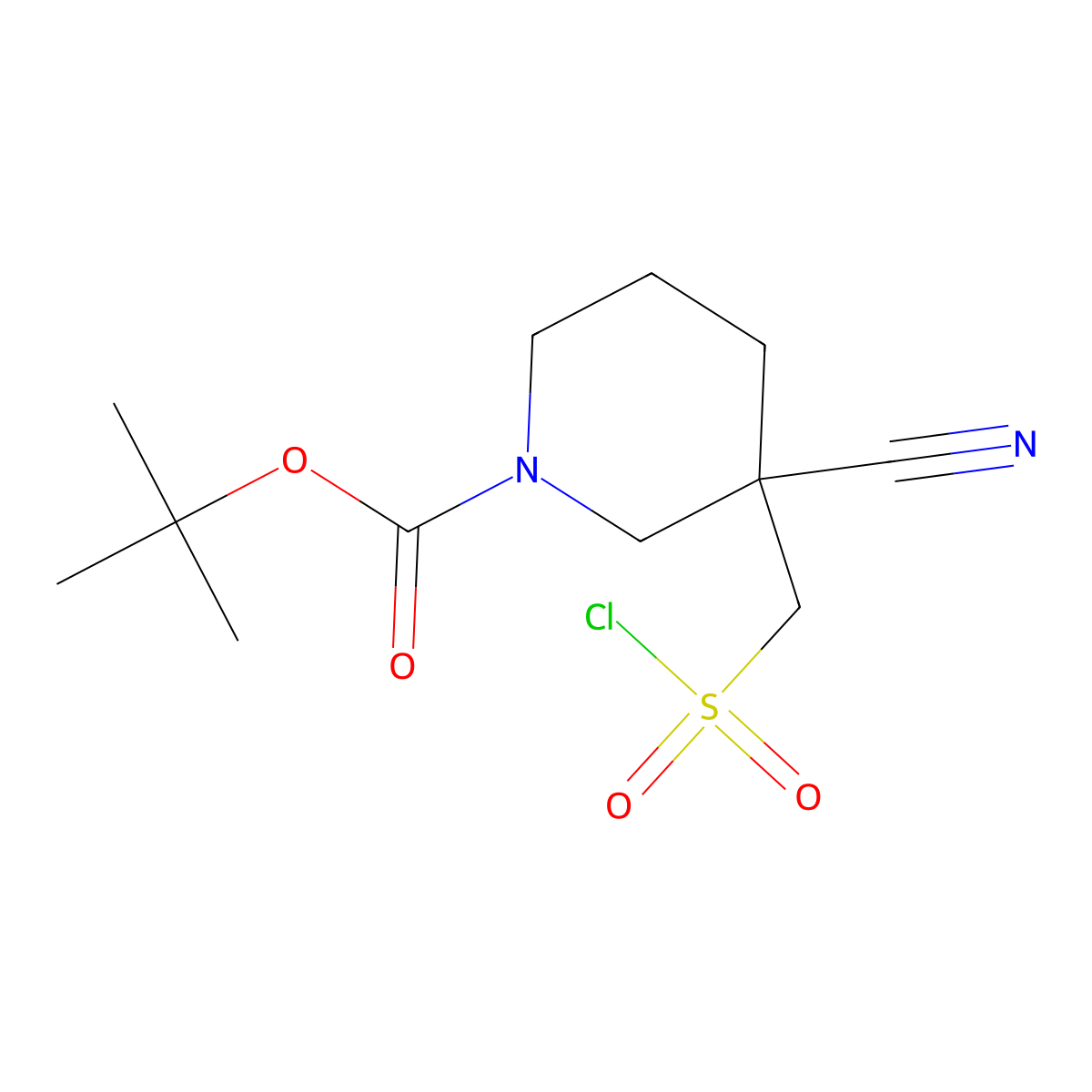 Tert-butyl3-[(chlorosulfonyl)methyl]-3-cyanopiperidine-1-carboxylate molecular structure, CAS 2361634-02-6