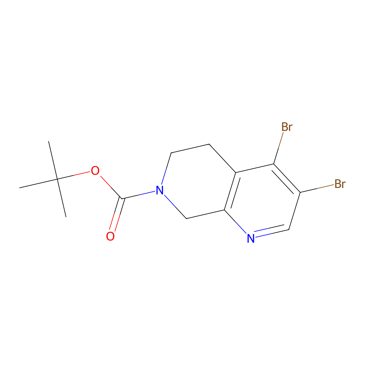 Tert-butyl 3,4-dibromo-5,6,7,8-tetrahydro-1,7-naphthyridine-7-carboxylate molecular structure, CAS 2361634-05-9