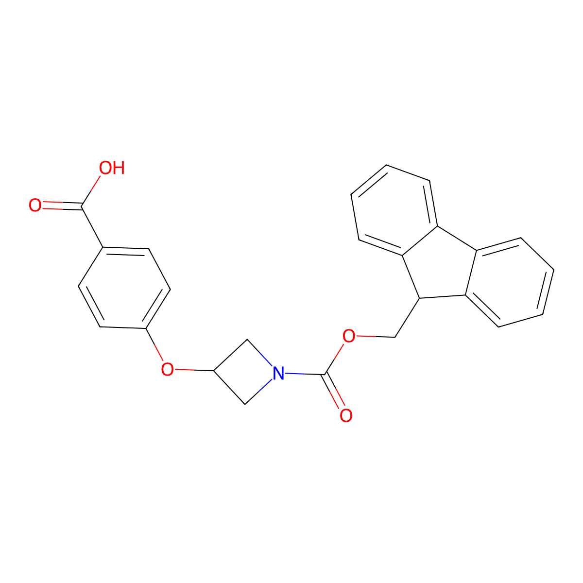 4-((1-(((9H-fluoren-9-yl)methoxy)carbonyl)azetidin-3-yl)oxy)benzoic acid molecular structure, CAS 2361634-15-1