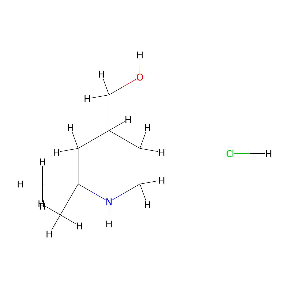 (2,2-Dimethylpiperidin-4-yl)methanol hydrochloride molecular structure, CAS 2361634-20-8