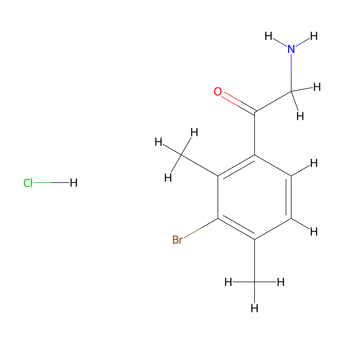 2-Amino-1-(3-bromo-2,4-dimethylphenyl)ethan-1-one hydrochloride molecular structure, CAS 2361634-23-1